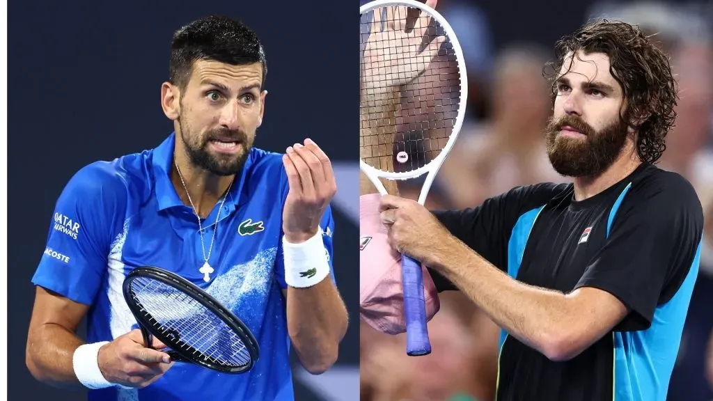 Reilly Opelka vence a Novak Djokovic en los cuartos de final del ATP de Brisbane (Getty Images).