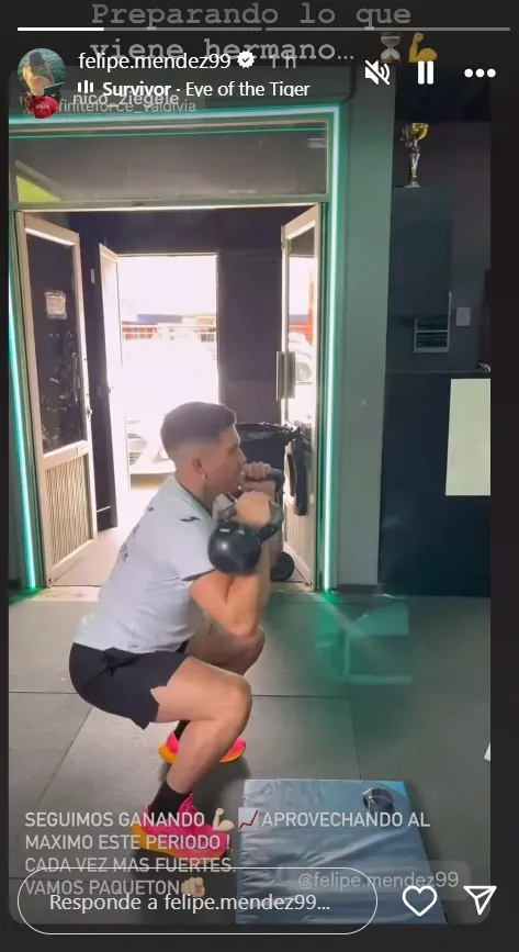 Méndez en plena sesión de entrenamiento. (Captura Instagram).