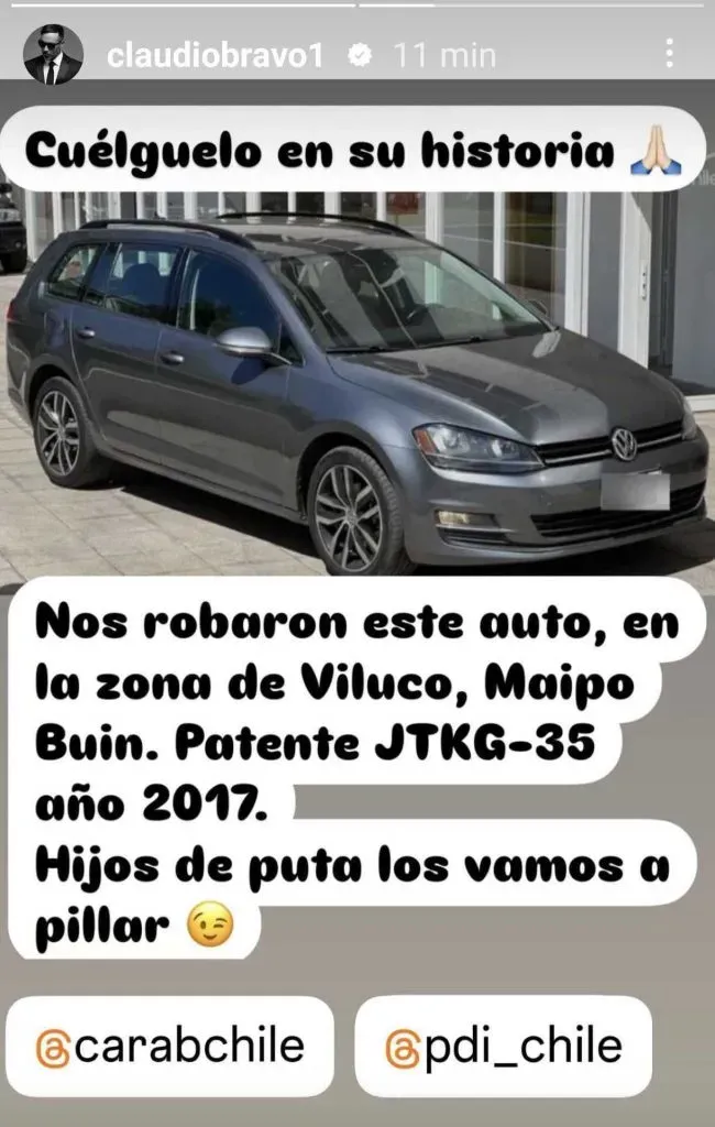 Claudio Bravo denunció el robo a su hermano en la comuna de Buin
