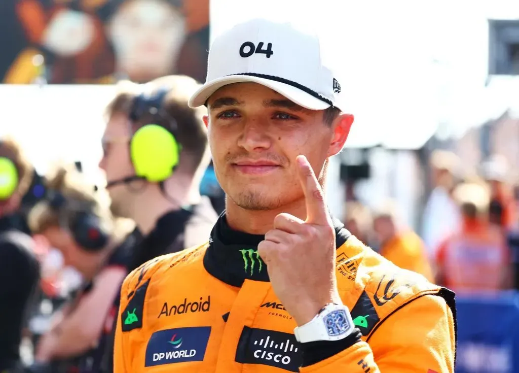 ZANDVOORT, NETHERLANDS – AUGUST 25: Race winner Lando Norris of Great Britain and McLaren celebrates in parc ferme after the F1 Grand Prix of Netherlands at Circuit Zandvoort on August 25, 2024 in Zandvoort, Netherlands. (Photo by Mark Thompson/Getty Images)