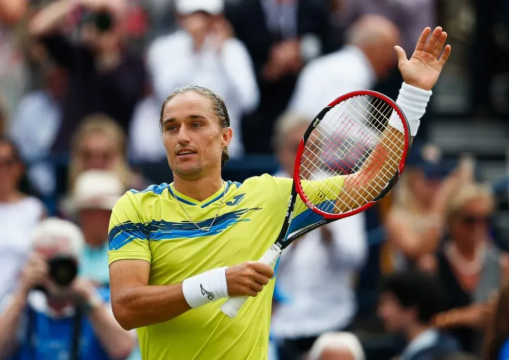 Alexandr Dolgopolov celebra su victoria ante Rafael Nadal en 2015 (Getty Images).