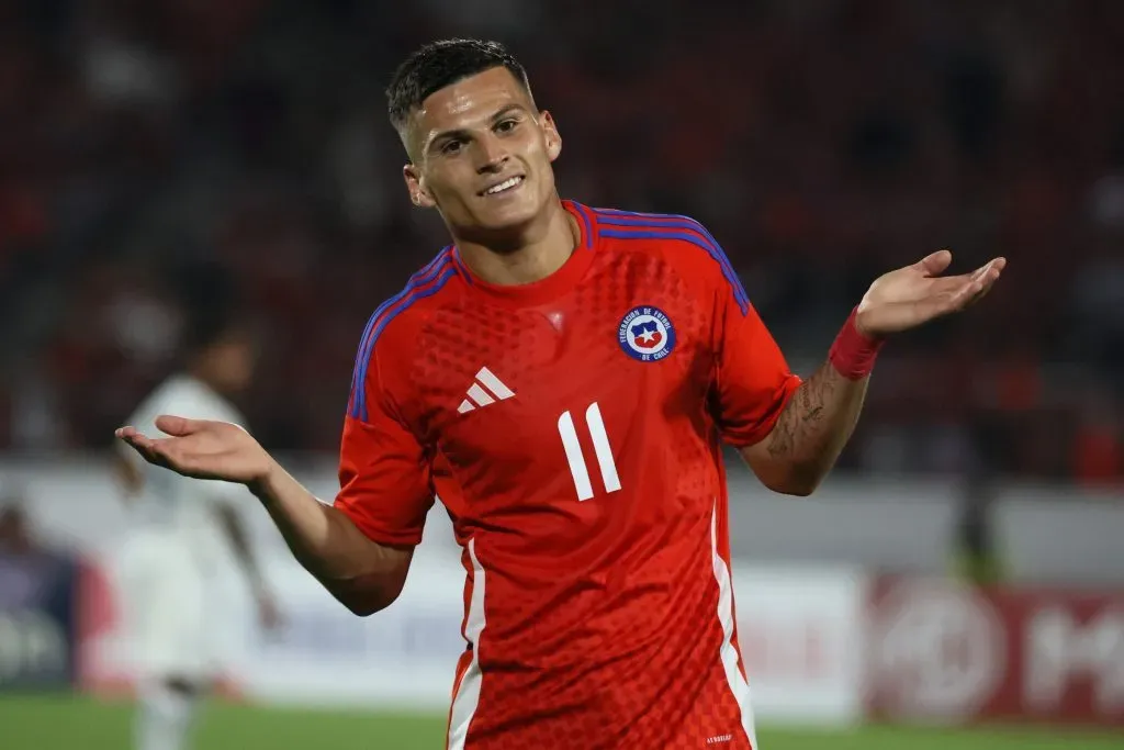 Lucas Cepeda celebra ante Panamá. (Dragomir Yankovic/Photosport).