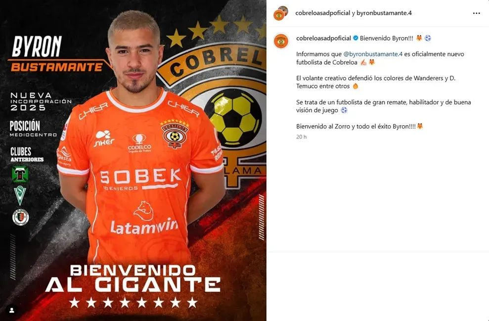La publicación de Instagram de Cobreloa.