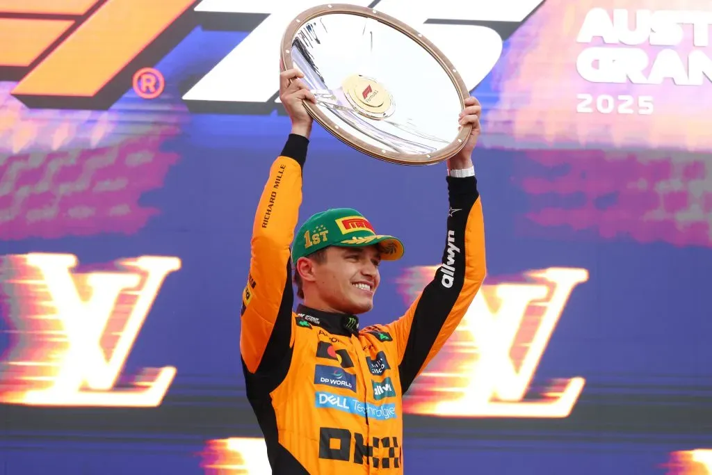 Lando Norris celebró en Melbourne. (Clive Rose/Getty Images).