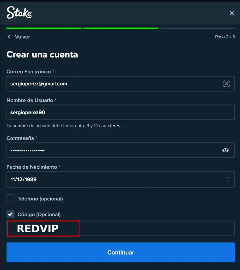codigo promocional stake registro