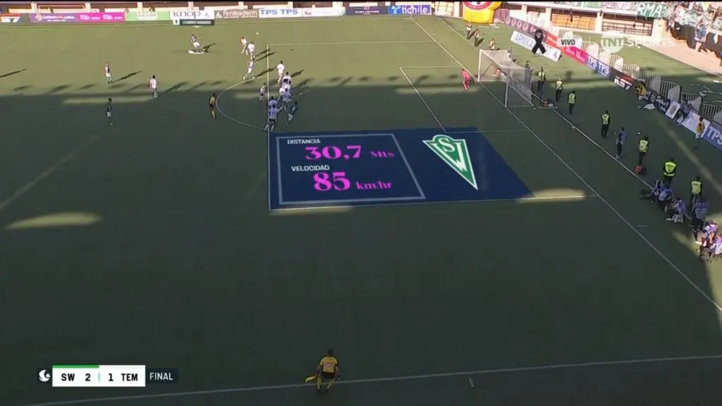 La distancia y velocidad del golazo de Wanderers (Captura)