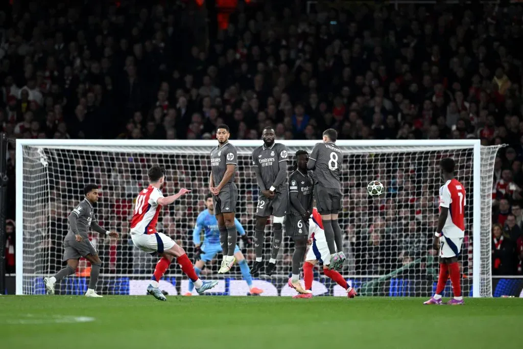 Declan Rice fue la gran figura del Arsenal en el triunfo por 3-0 ante el Real Madrid en la ida de cuartos. (Foto: Justin Setterfield/Getty Images)