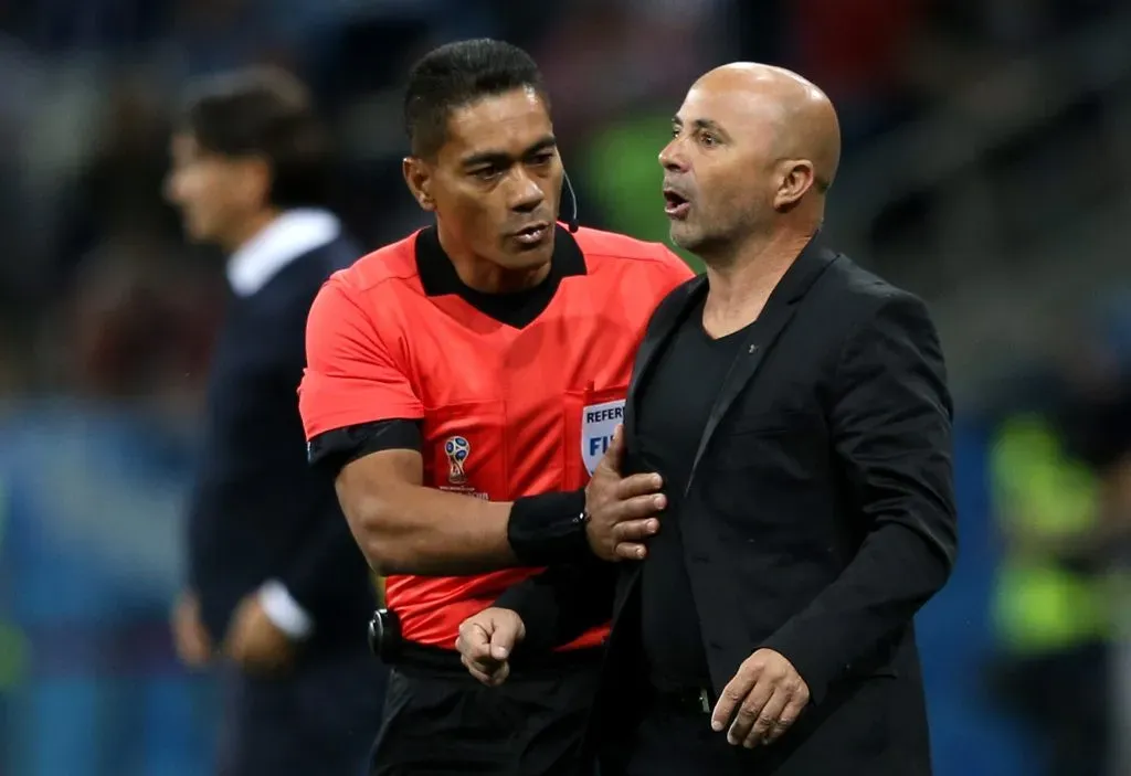 Jorge Sampaoli en la elocuente derrota de Argentina vs Croacia en Rusia 2018. (Gabriel Rossi/Getty Images).