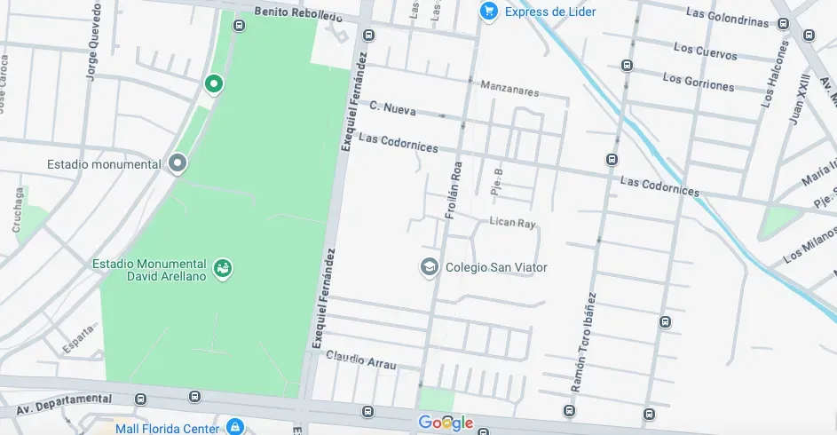 Es el terreno entre Froilán Roa, Benito Rebolledo, Exequiel Fernández y Departamental el que fue expropiado | Captura / Google Maps