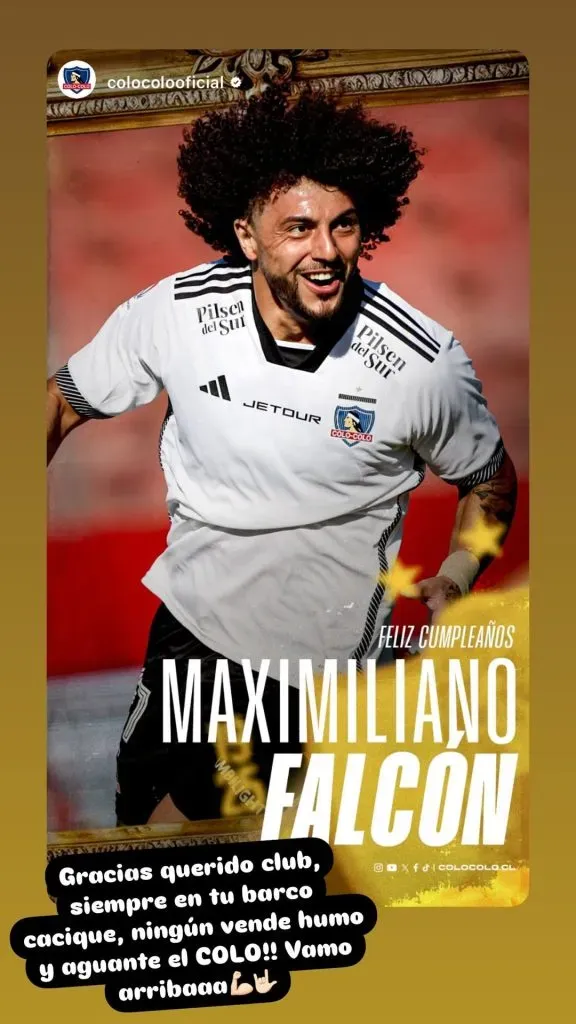 El mensaje de Maxi Falcón en agradecimiento a Colo Colo