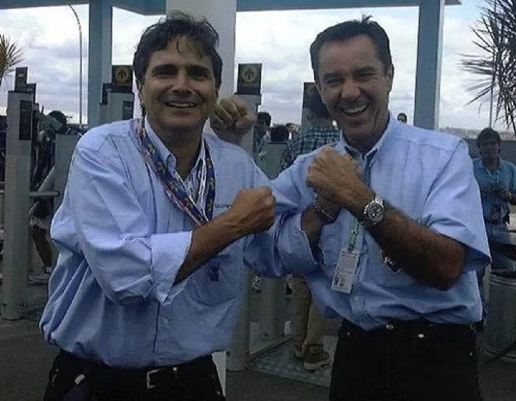Nelson Piquet y Eliseo Salzar años después del incidente.