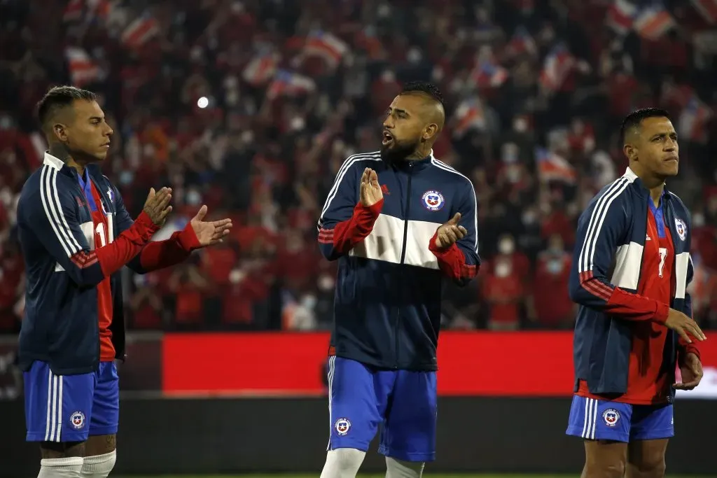 Vargas, Vidal y Alexis, en una foto de las eliminatorias para Qatar 2022