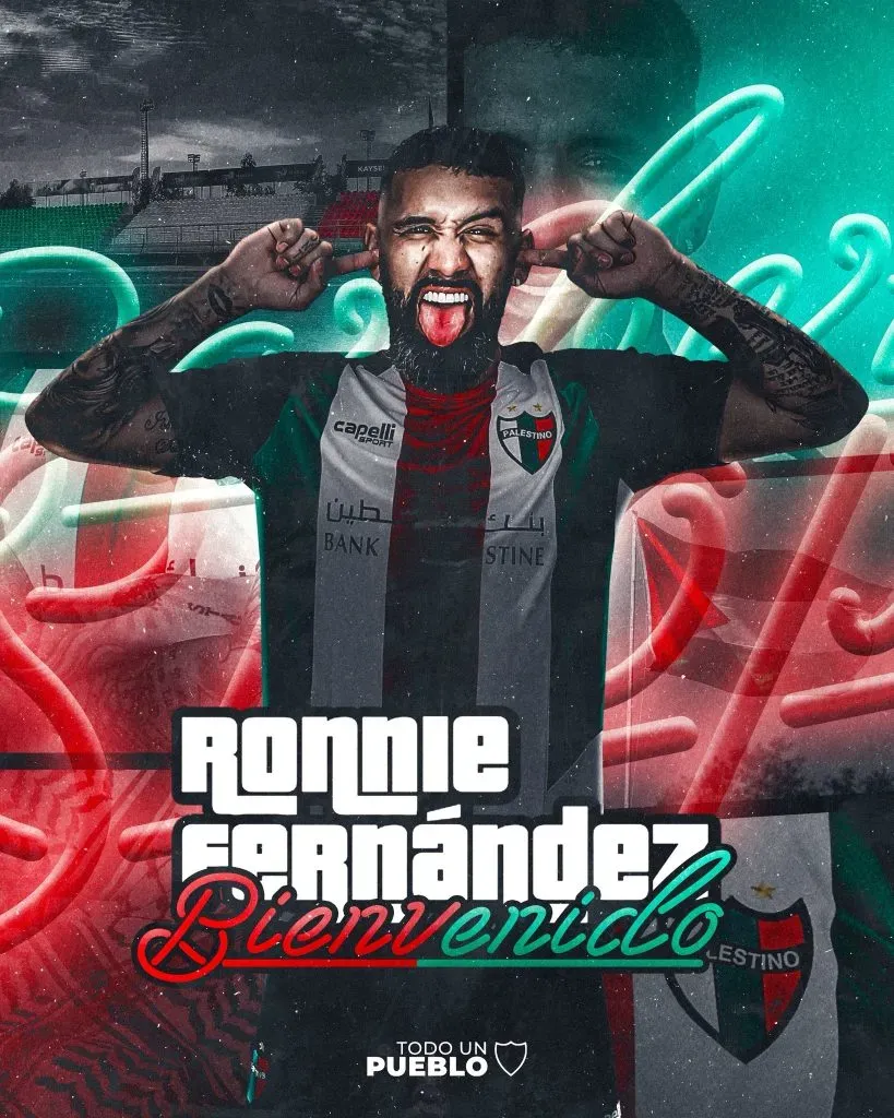 Ronnie Fernández vuelve a Chile para jugar por Palestino una vez más. Foto: Palestino.