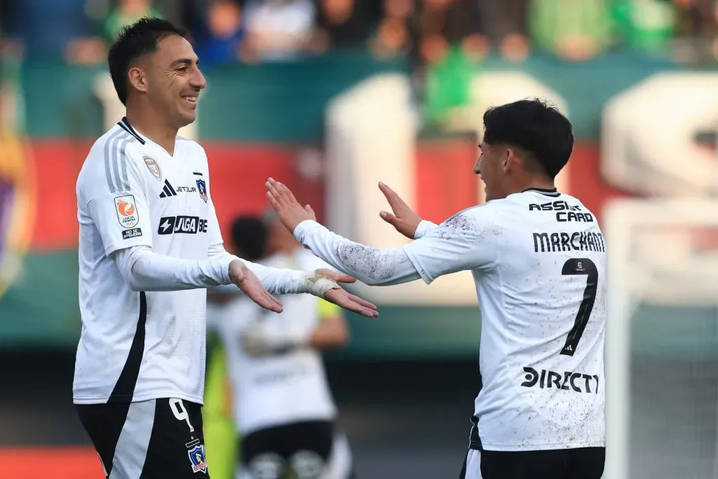 Francisco Marchant celebrando junto a Javier Correa. Foto: Felipe Zanca/Photosport