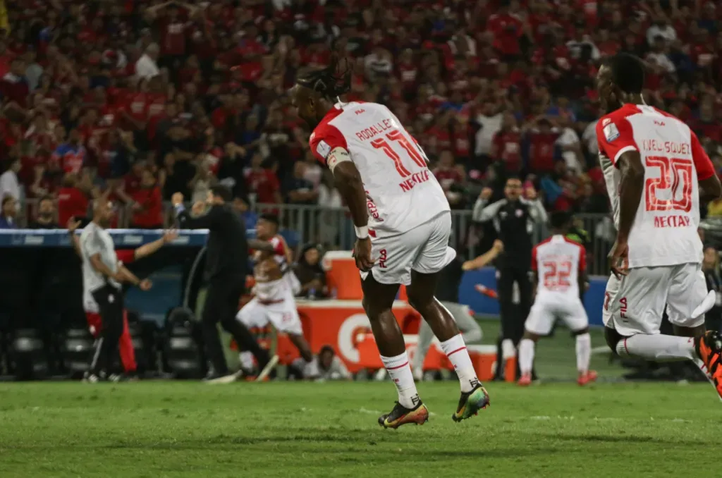 La celebración de Hugo Rodallega. (Foto: Independiente Santa Fe).