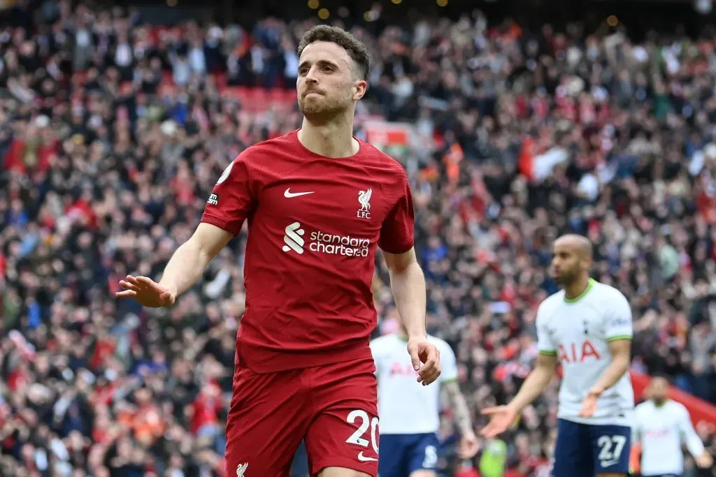 Palestino respondió a un mensaje del Liverpool por Diogo Jota. (Photo by Michael Regan/Getty Images)