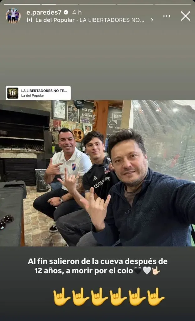 La historia que subió Esteban Paredes tras el Superclásico que perdió Colo Colo. | Foto: Captura.
