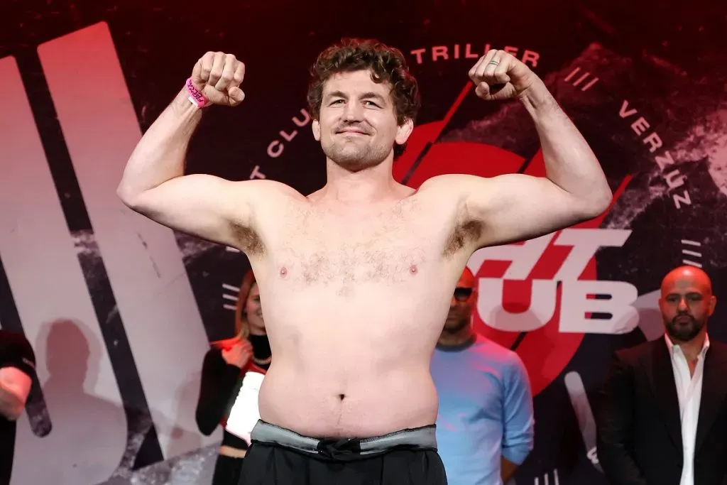 Ben Askren durante el pesaje para la pelea con Jake Paul en abril de 2021 (Getty Images)