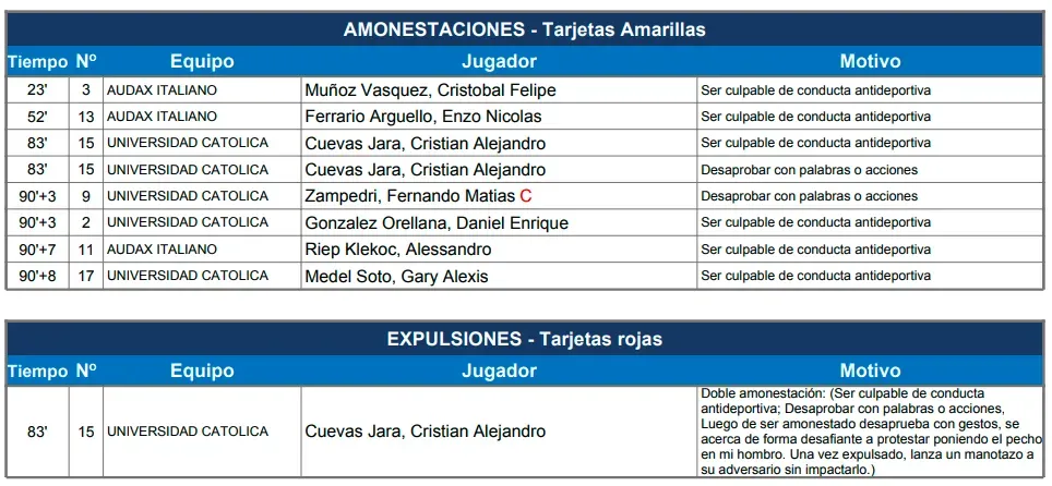 El detalle del informe arbitral (Captura)