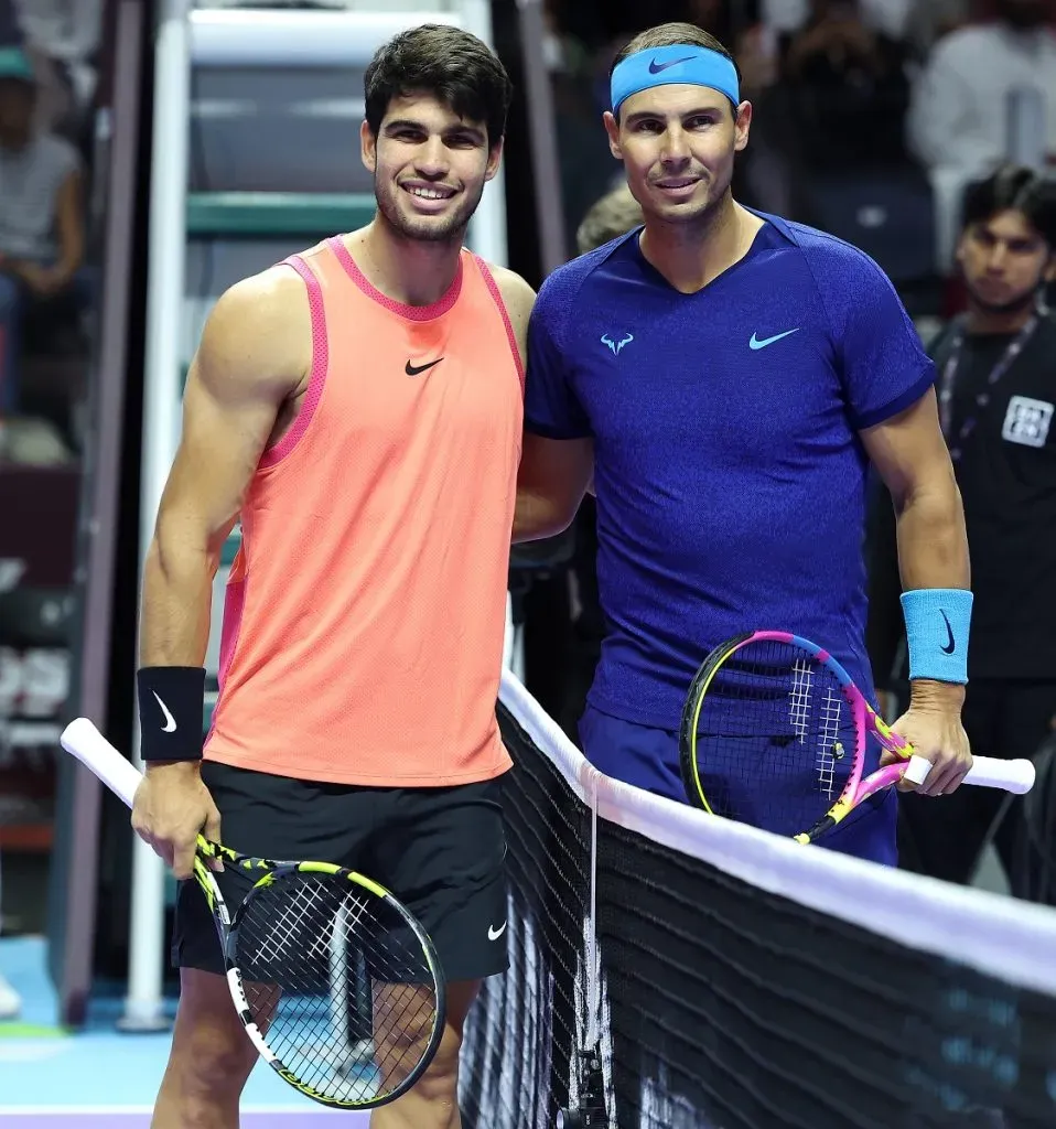 Carlos Alcaraz y Rafael Nadal en el Six Kings Slam 2024 (Getty Images).