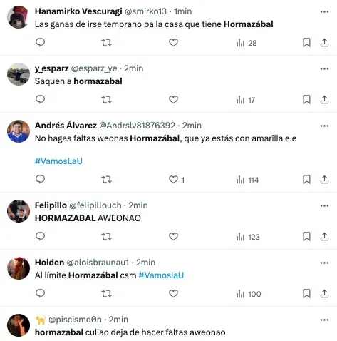 Las críticas en X contra Fabián Hormazábal.