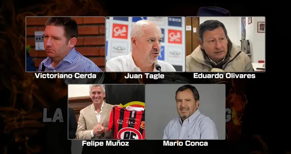 Los cinco dirigentes que Juan Cristóbal Guarello apuntó. (Captura La Hora de King Kong).