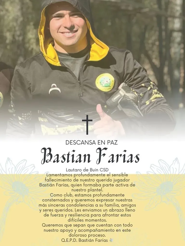 El comunicado de Lautaro de Buin tras confirmar muerte de Bastián Farías.