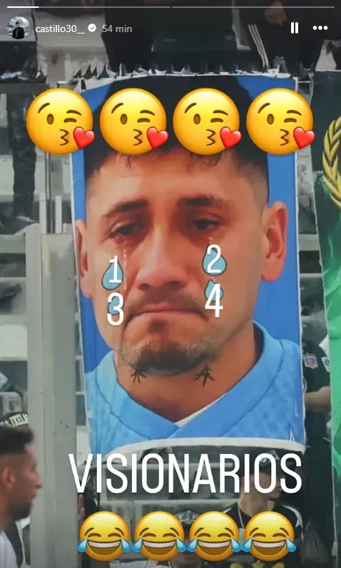Nicolás Castillo le pegó a los hinchas de Colo Colo que le dedicaron un lienzo. Foto: Instagram.