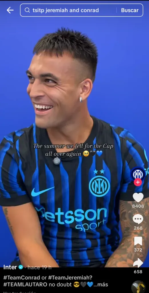 “El verano en que nos enamoramos del capitán.:.”, escribió el Inter.