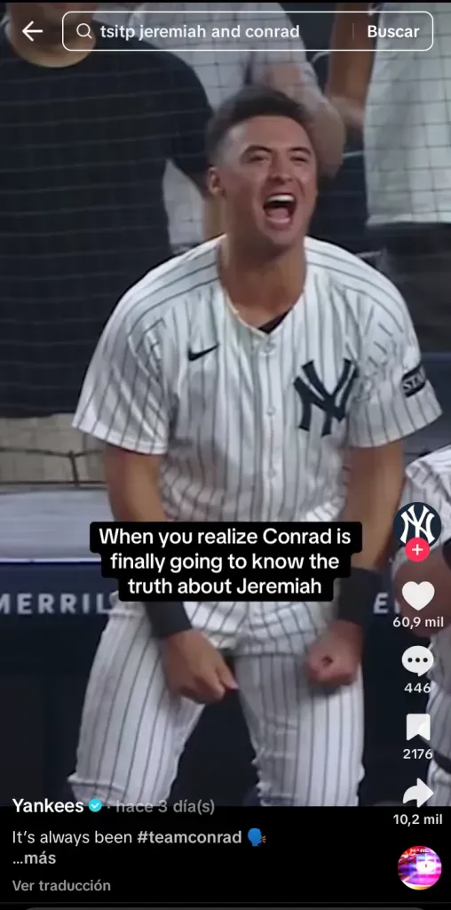 “Cuando te das cuenta que Conrad finalmente sabrá la verdad sobre Jeremiah”, escribió la cuenta de los Yankees.