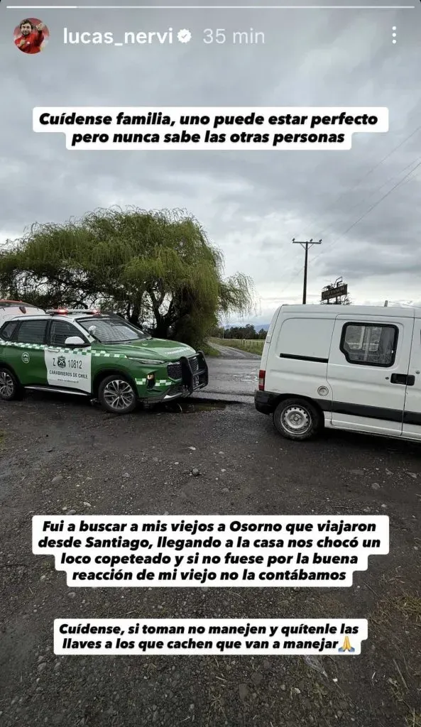 Lucas Nervi denunció a sujeto que lo chocó bajo los efectos del alcohol