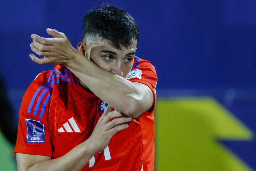 Lautaro Millán celebra su gol ante Nueva Zelanda. (Andres Pina/Photosport).
