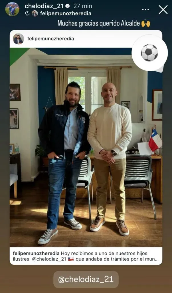 La foto de Marcelo Díaz con el alcalde Felipe Muñoz. Foto: Instagram.