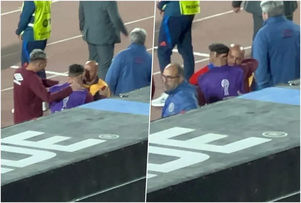 Marcelo Díaz logró calmar a Lautaro Acosta y todo terminó en un abrazo.