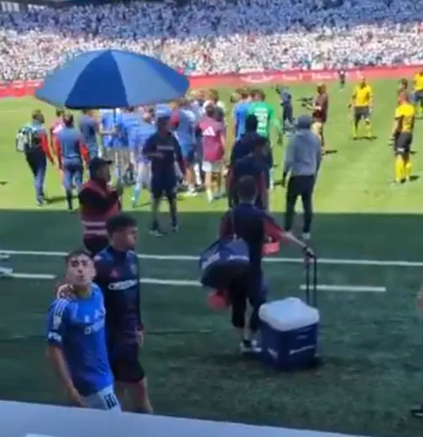 El momento en que Lucas Assadi respondió con un escupo a los insultos. (Captura Twitter Diego Toledo)