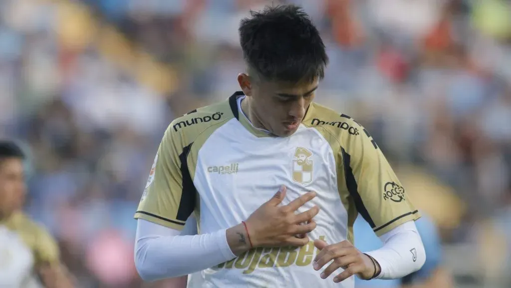 Palavecino celebró así ante O’Higgins. (Jorge Loyola/Photosport).