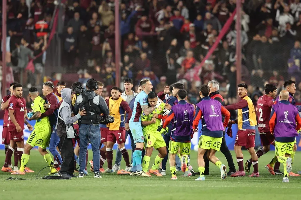 La batahola en Lanús (Getty)