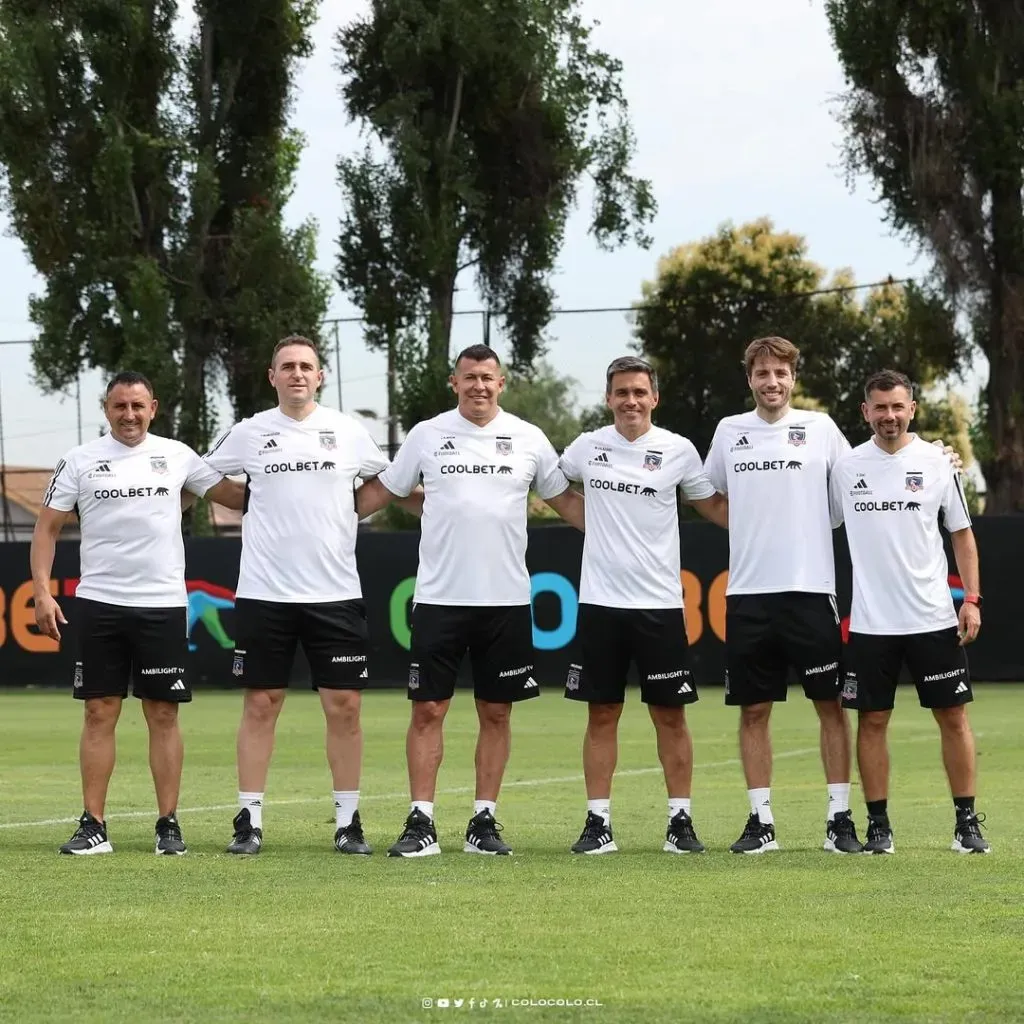 En la imagen aparecen Jorge Martínez (Preparador de Arqueros), Pablo Manusovich (Ayudante), Jorge Almirón, Maximiliano Velásquez (Ayudante), José Altieri (Preparador Físico) y Daniel Díaz (Ayudante PF y Analista GPS). Este último fue despedido por Fernando Ortiz.