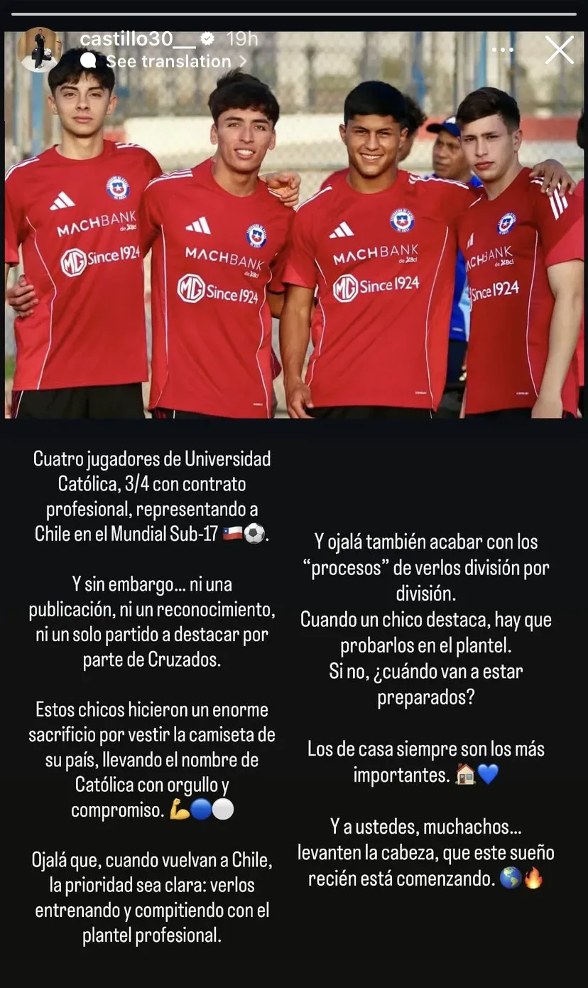 La publicación de Nicolás Castillo | Instagram