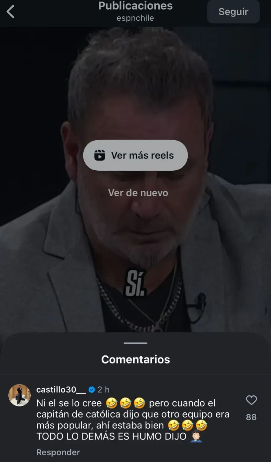 Lo que escribió Nicolás Castillo para responder a Barticciotto. | Foto: Captura.