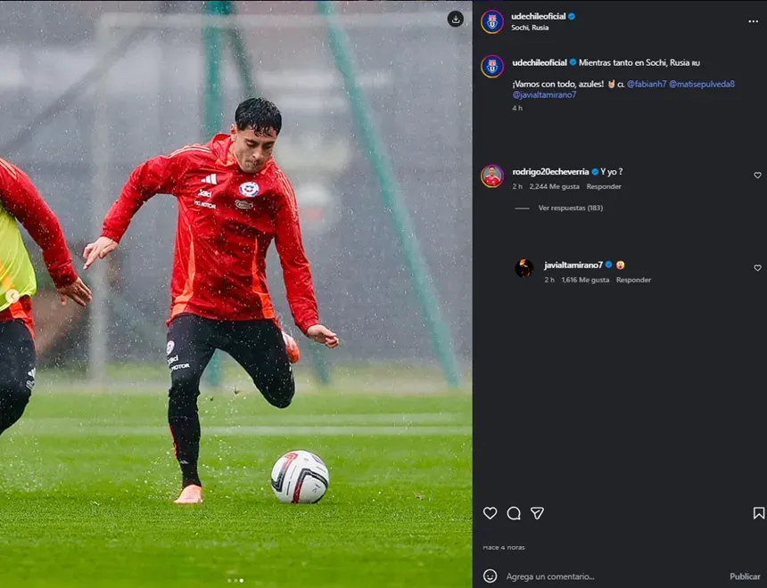 La publicación de la U, respondida por Rodrigo Echeverría. (Foto: Captura)