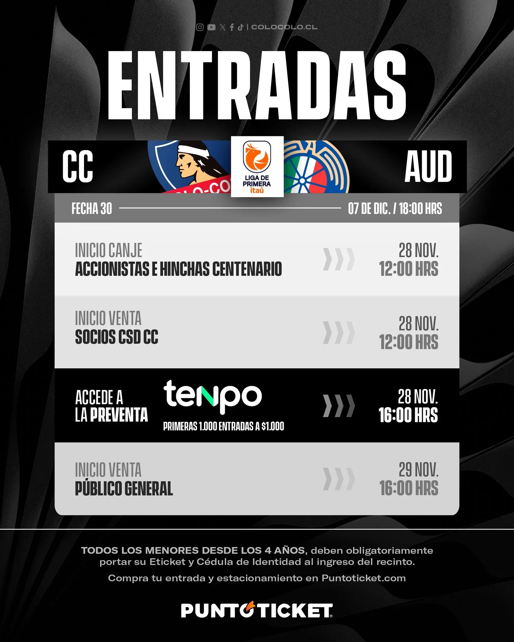 El proceso de entradas para el Colo Colo vs Audax Italiano en el Estadio Monumental.