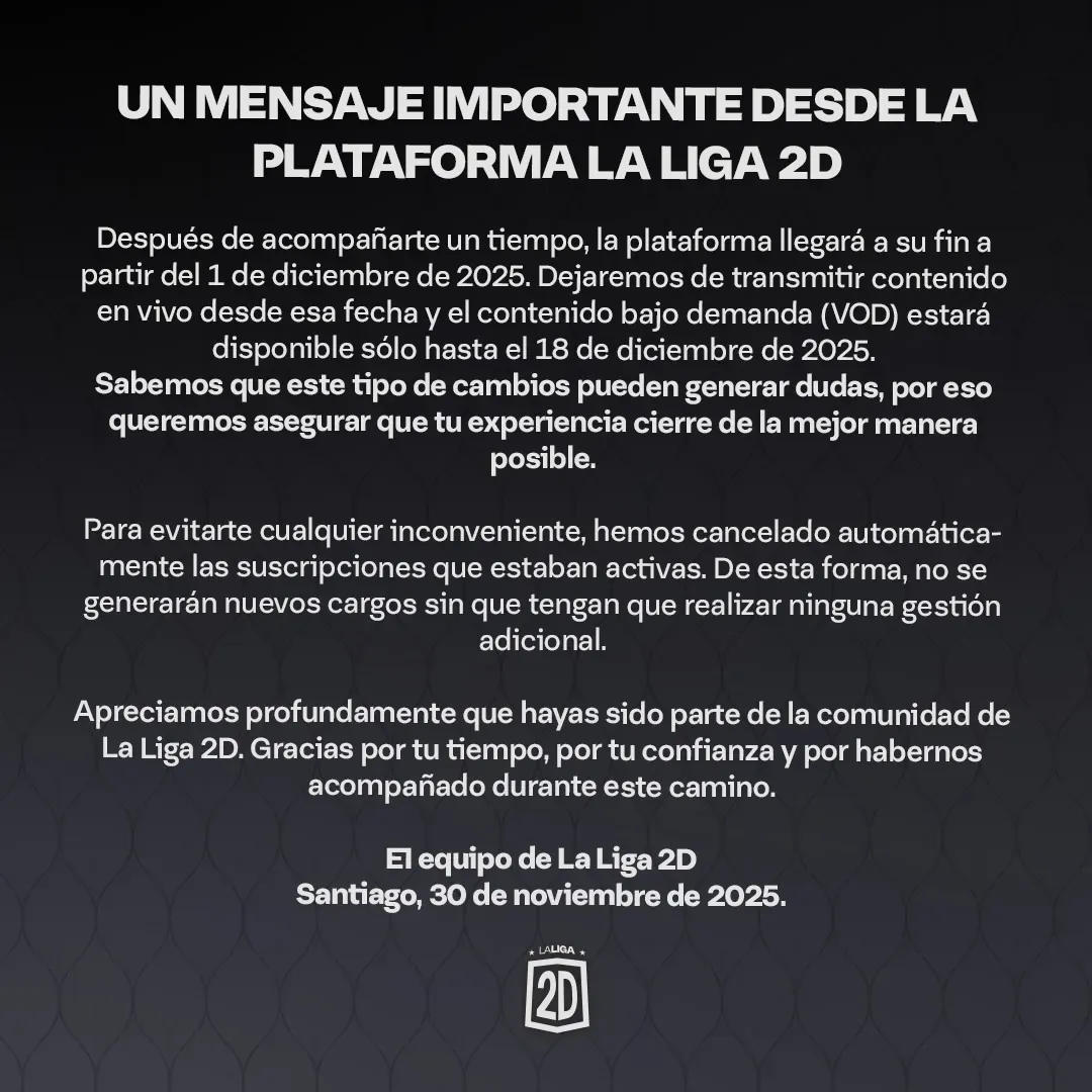 Comunicado La Liga 2D.