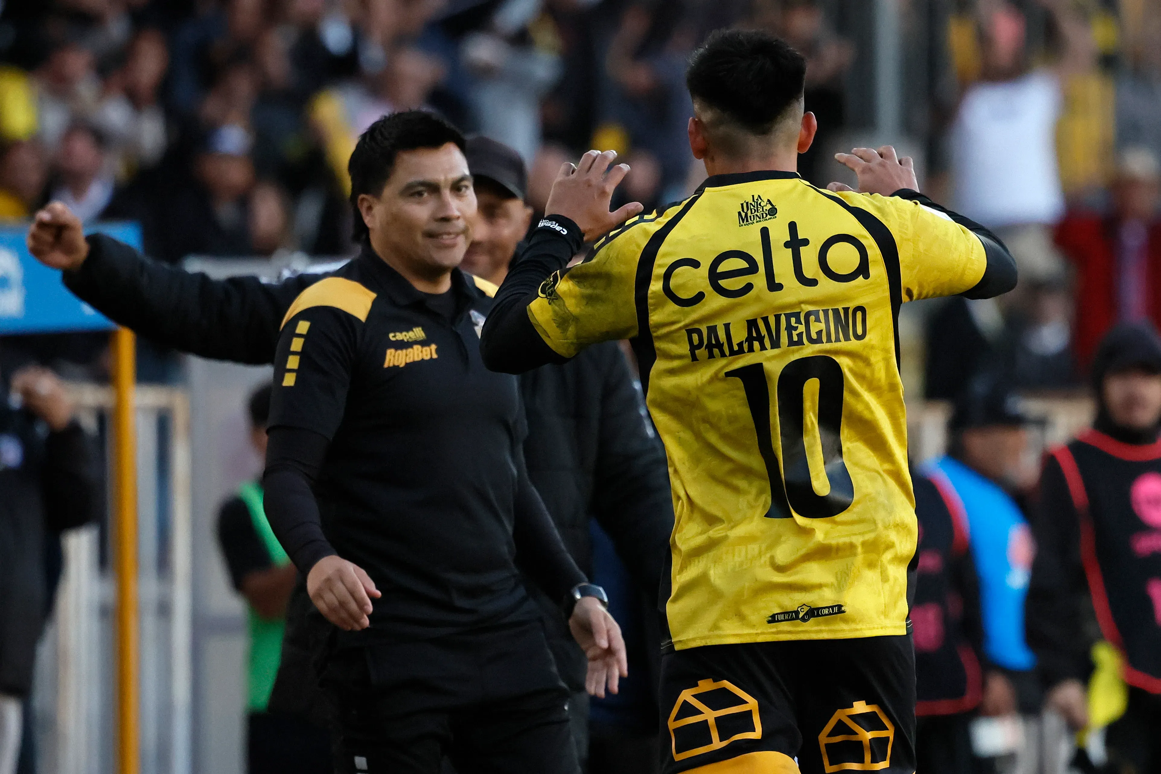 Palavecino y el DT pirata /Photosport