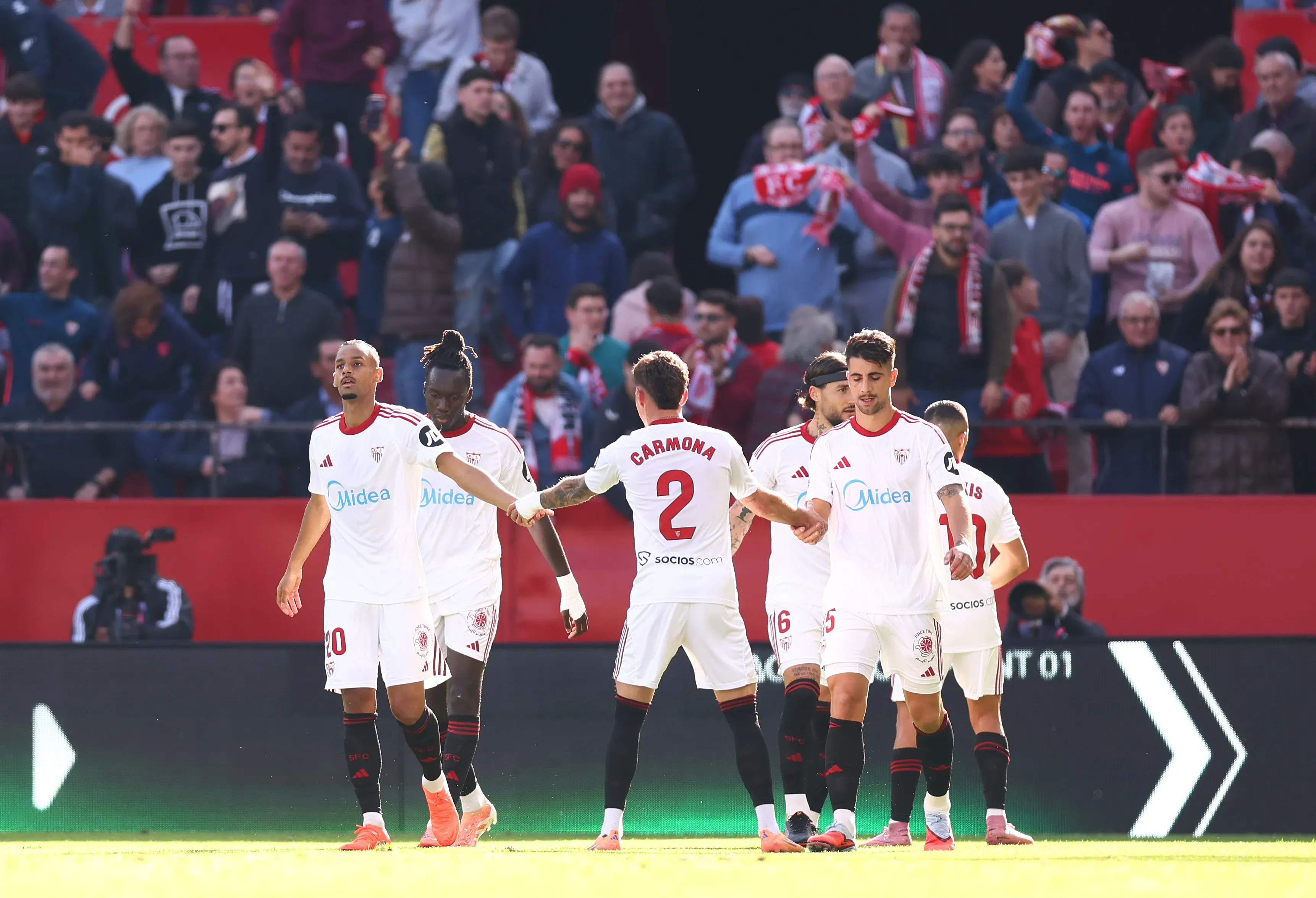 Así fue el festejo del gol de Djibril Sow ante el Real Oviedo. (Fran Santiago/Getty Images).