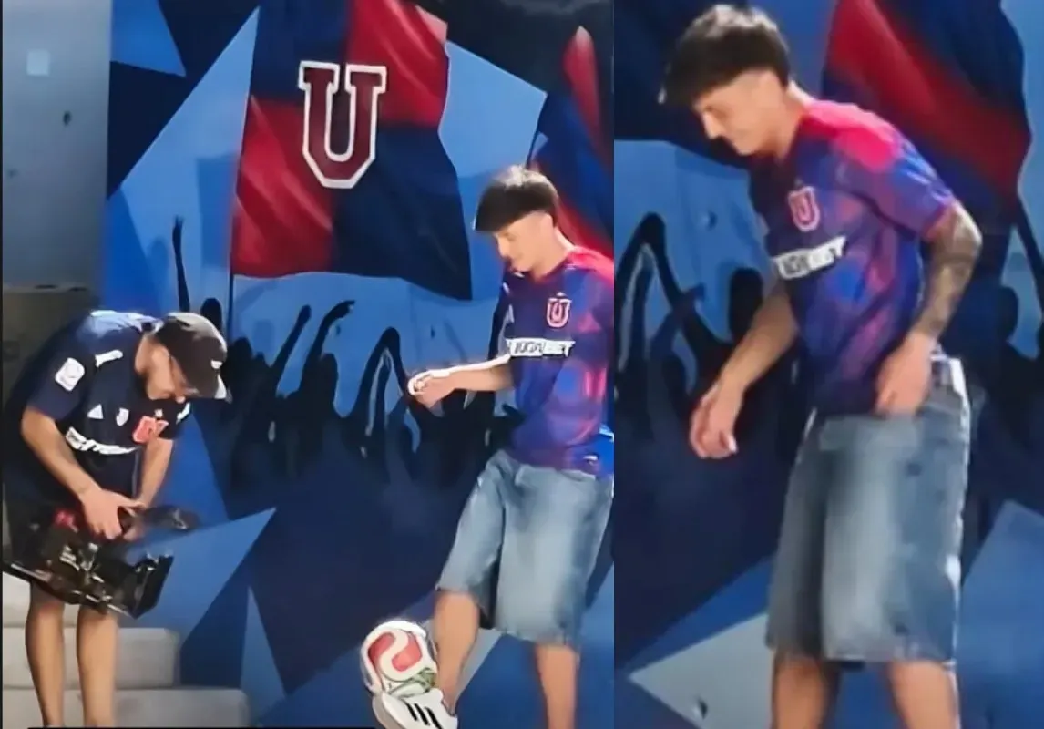 Se filtraron imágenes de la realización de la campaña para presentar la nueva camiseta de Universidad de Chile. | Foto: Footy Headlines.