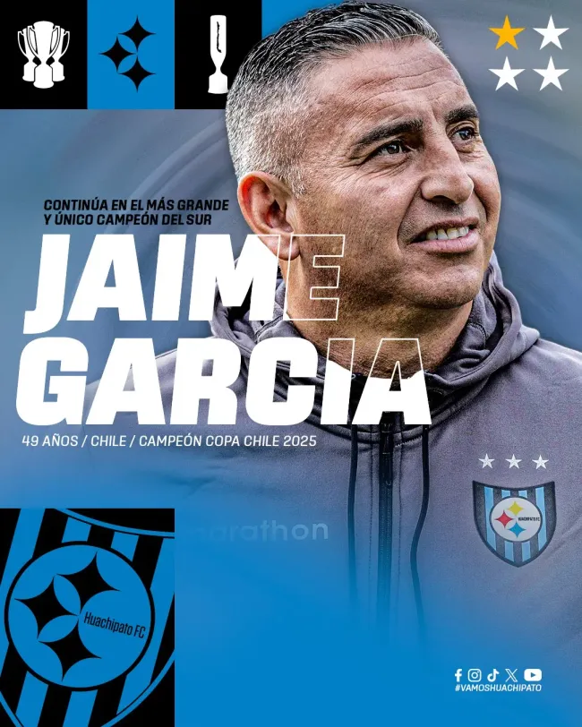 Con esta imagen Huachipato oficializó a Jaime García para el 2026.