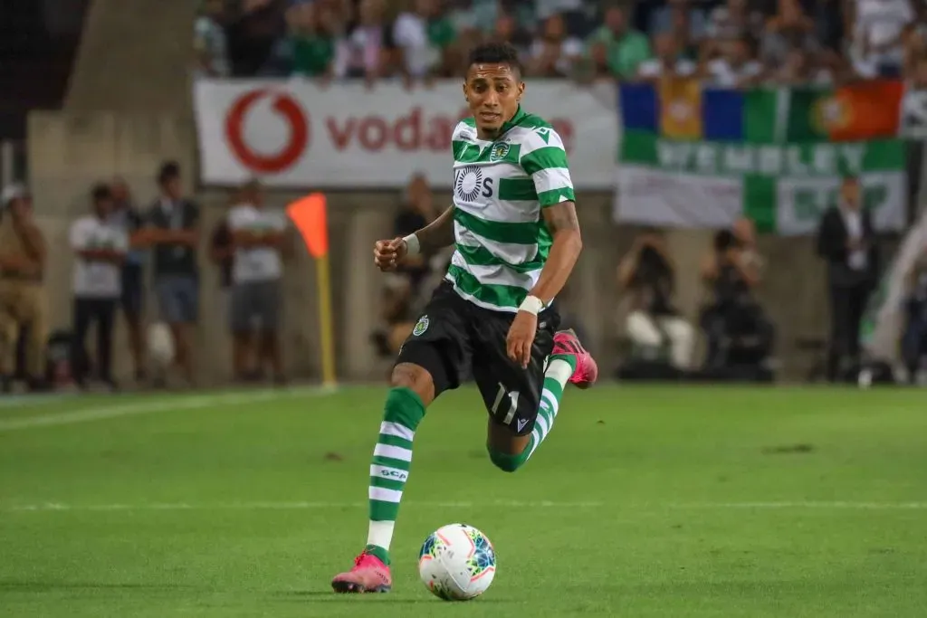Raphinha a jogar com a camisola do Sporting, em Portugal. Foto: Imago.