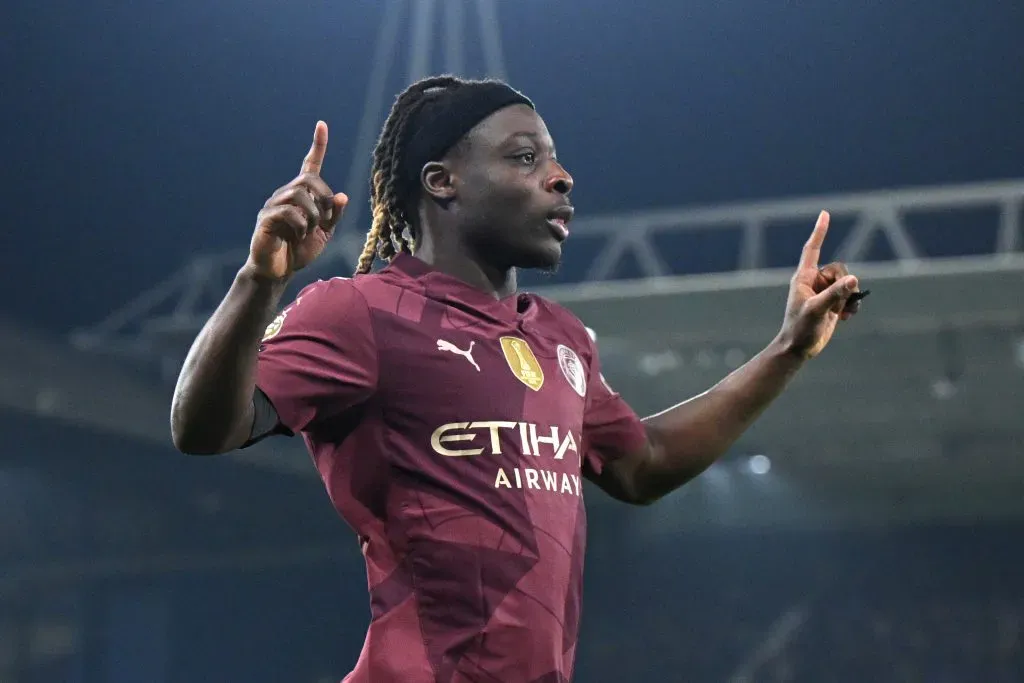 Jérémy Doku teve influência em vários golos do Manchester City. Foto: Getty Images