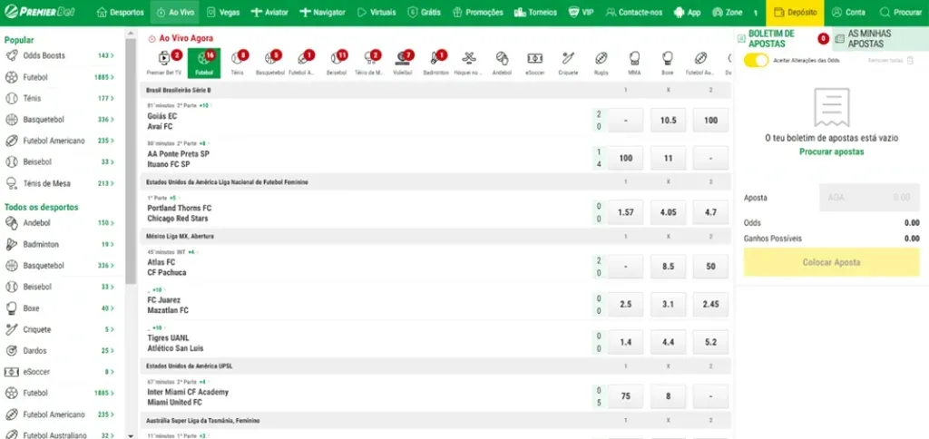 Como apostar ao Vivo na Premier Bet